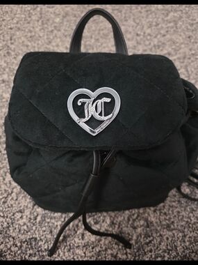 Juicy Couture Black Quilted Mini Bag with Silver Heart Logo